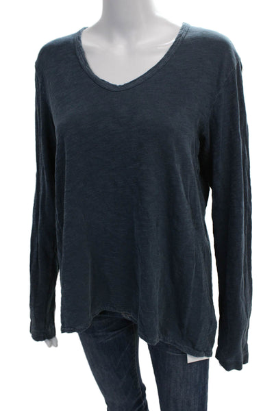 Wilt Women Basic Blue V-Neck Long Sleeve T-Shirt 100% Cotton Size L