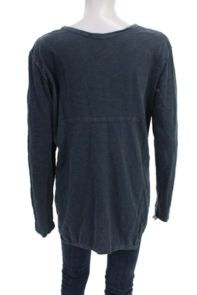 Wilt Women Basic Blue V-Neck Long Sleeve T-Shirt 100% Cotton Size L
