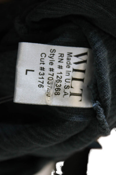 Wilt Women Basic Blue V-Neck Long Sleeve T-Shirt 100% Cotton Size L