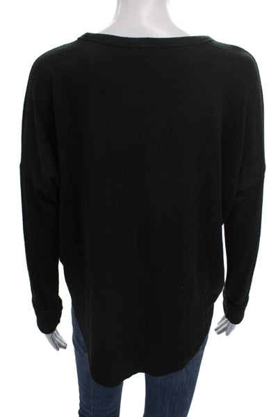 Rag & Bone Womens Black Rayon Pullover Long Sleeve Round Neck Size L