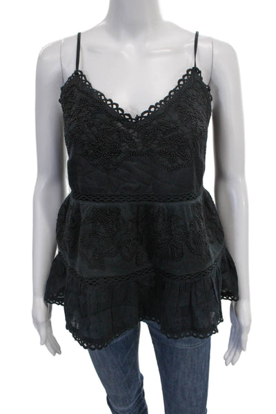Love Sam Women Camisole Black Cotton V-Neck Sleeveless Size M