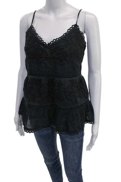 Love Sam Women Camisole Black Cotton V-Neck Sleeveless Size M
