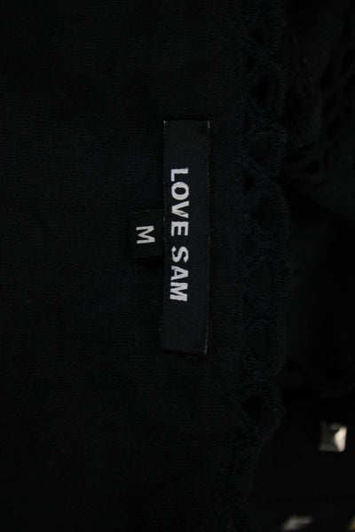 Love Sam Women Camisole Black Cotton V-Neck Sleeveless Size M