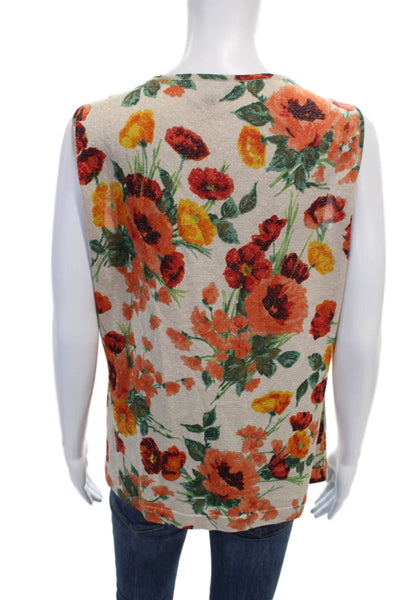 Escada Womens Basic Floral Viscose Scoop Neck Tank Multicolor Size 40