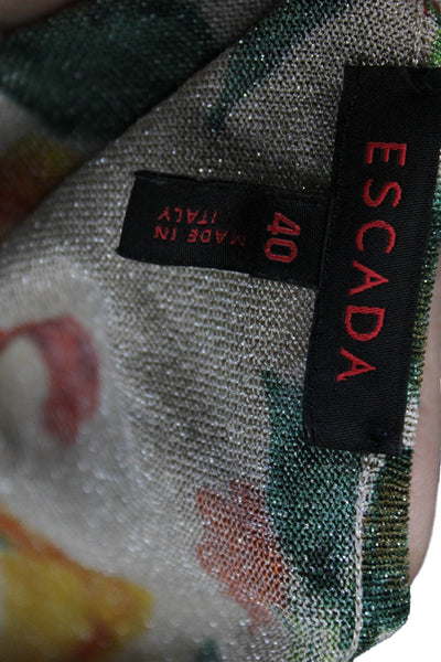 Escada Womens Basic Floral Viscose Scoop Neck Tank Multicolor Size 40