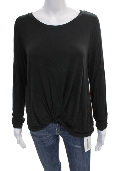 Z Supply Women Basic Black Scoop Neck Long Sleeve T Shirt Size M