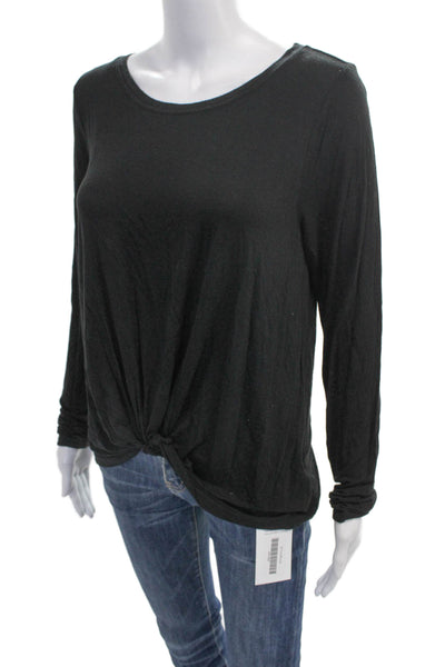 Z Supply Women Basic Black Scoop Neck Long Sleeve T Shirt Size M