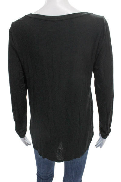 Z Supply Women Basic Black Scoop Neck Long Sleeve T Shirt Size M