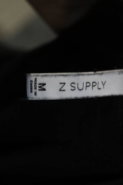 Z Supply Women Basic Black Scoop Neck Long Sleeve T Shirt Size M