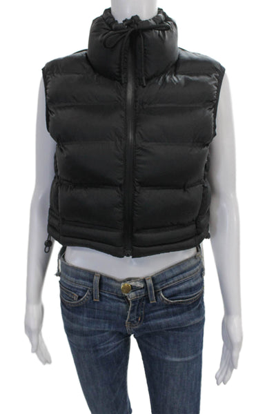 Zara Womens Puffer Jacket Black Zip Polyamide Sleeveless Size S