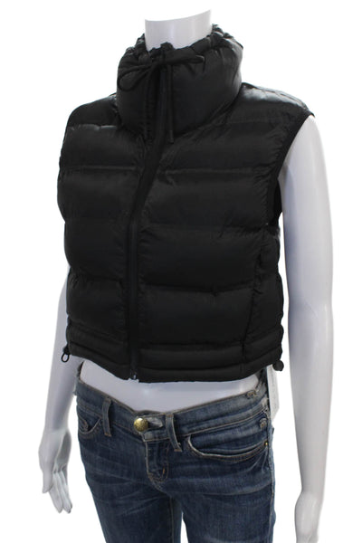 Zara Womens Puffer Jacket Black Zip Polyamide Sleeveless Size S