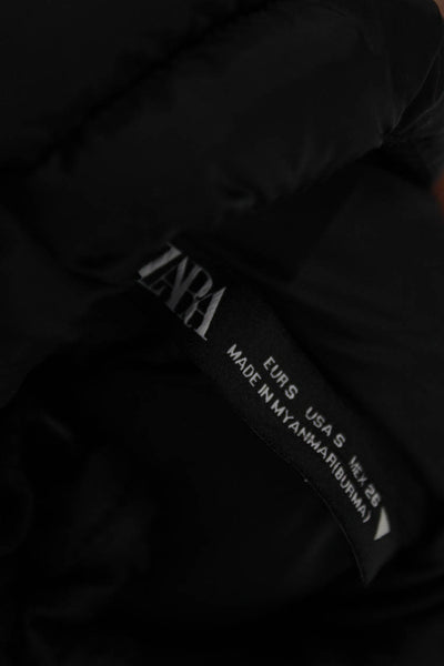 Zara Womens Puffer Jacket Black Zip Polyamide Sleeveless Size S