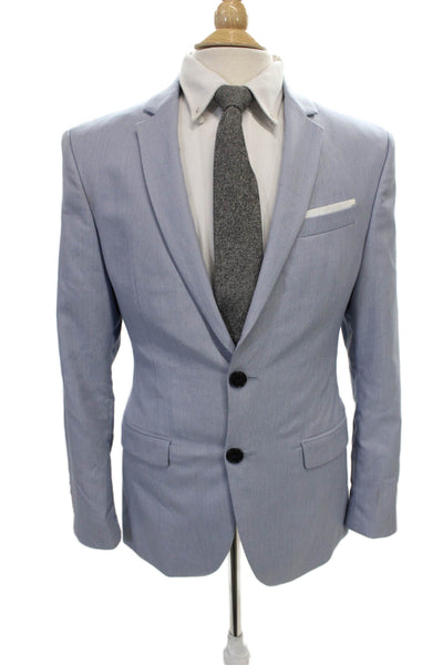 Zara Man Mens Blue Polyester Blazer Button Closure Size 38