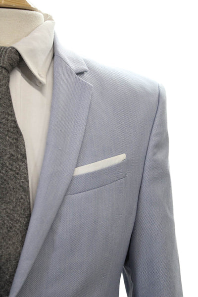 Zara Man Mens Blue Polyester Blazer Button Closure Size 38