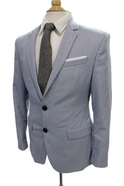 Zara Man Mens Blue Polyester Blazer Button Closure Size 38