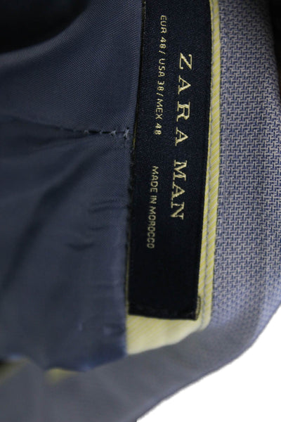 Zara Man Mens Blue Polyester Blazer Button Closure Size 38