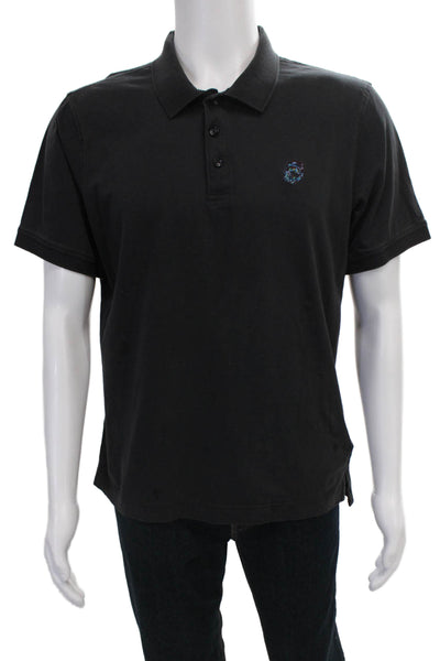 Robert Graham Mens Short Sleeves Classic Fit Polo Shirt Black Size Medium