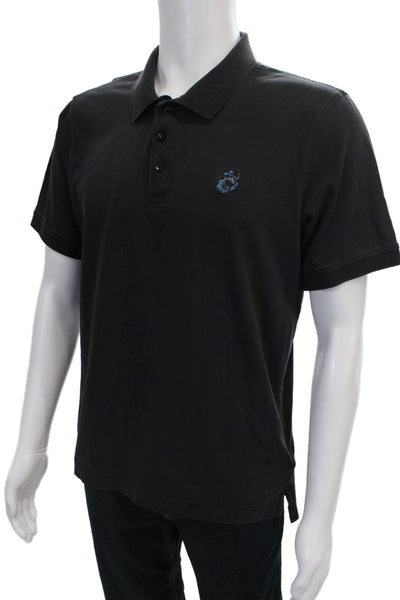 Robert Graham Mens Short Sleeves Classic Fit Polo Shirt Black Size Medium