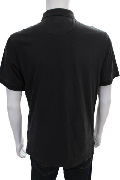 Robert Graham Mens Short Sleeves Classic Fit Polo Shirt Black Size Medium