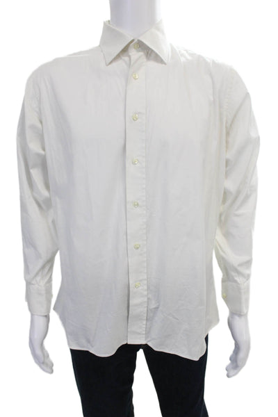 Sartoria Ambrosiana Mens Dress Shirt White Cotton Long Sleeve Size S