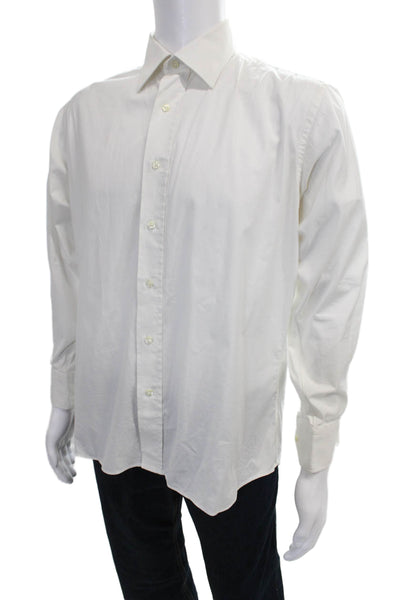 Sartoria Ambrosiana Mens Dress Shirt White Cotton Long Sleeve Size S