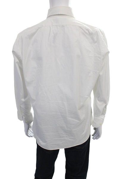 Sartoria Ambrosiana Mens Dress Shirt White Cotton Long Sleeve Size S