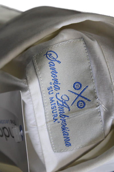 Sartoria Ambrosiana Mens Dress Shirt White Cotton Long Sleeve Size S