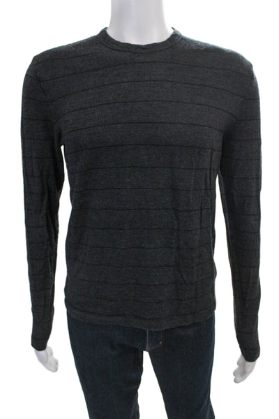 Standard James Perse Mens Wool Striped Crewneck Pullover Gray Size 10XL