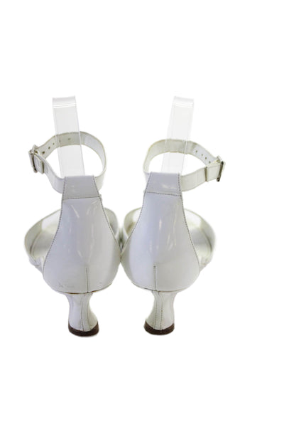 Manolo Blahnik Women's Open Toe Slight Wedge Buckle Sandals White Size 36.5