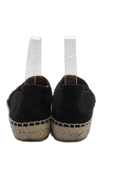 Miu Miu Women's Beaded Sequin Espadrille Flat Shoes Black Size 37