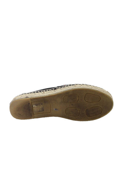 Miu Miu Women's Beaded Sequin Espadrille Flat Shoes Black Size 37