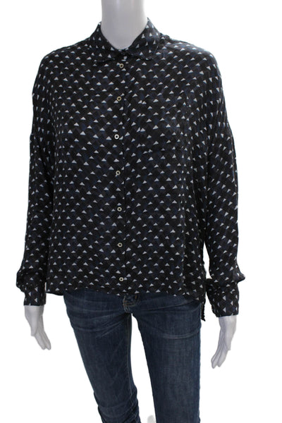 Massimo Alba Womens Basic Button-Up Black Viscose Collared Long Sleeve Size S