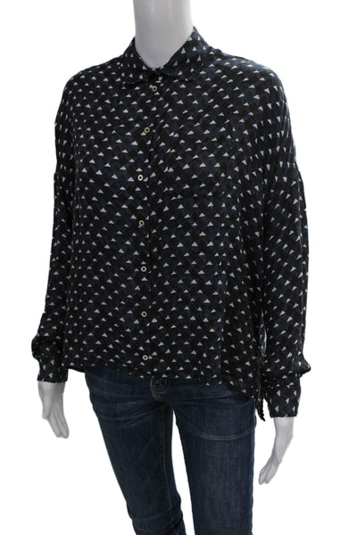 Massimo Alba Womens Basic Button-Up Black Viscose Collared Long Sleeve Size S
