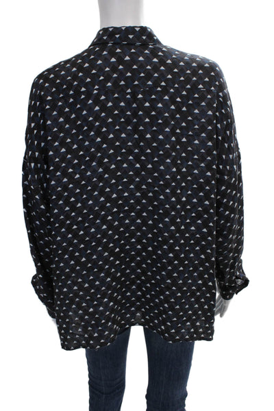 Massimo Alba Womens Basic Button-Up Black Viscose Collared Long Sleeve Size S