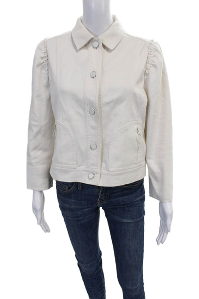 Akris Punto Women White Basic Jacket Button Closure Long Sleeve Size 10
