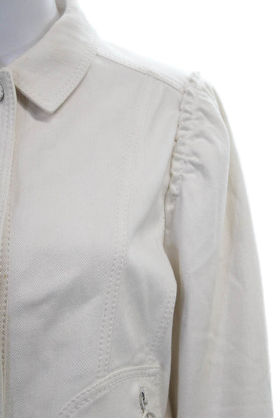 Akris Punto Women White Basic Jacket Button Closure Long Sleeve Size 10