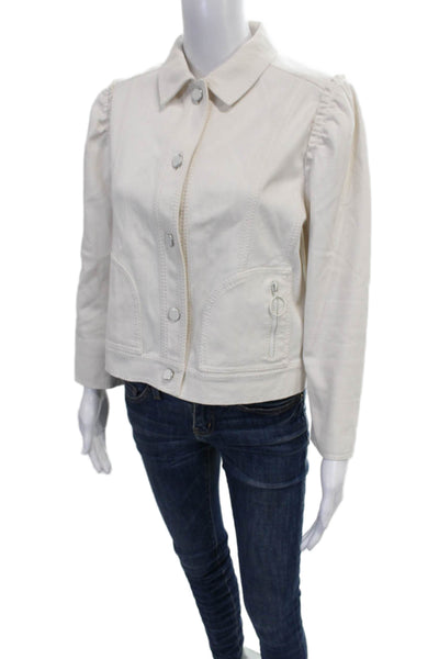 Akris Punto Women White Basic Jacket Button Closure Long Sleeve Size 10
