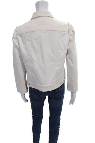 Akris Punto Women White Basic Jacket Button Closure Long Sleeve Size 10