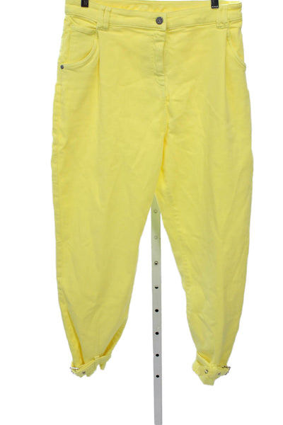 Anne Fontaine Women Tapered High Waist Yellow Cotton Jeans Size 44