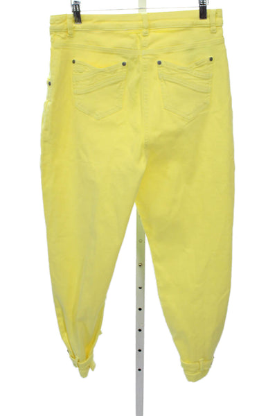 Anne Fontaine Women Tapered High Waist Yellow Cotton Jeans Size 44