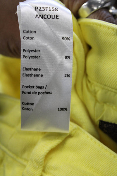 Anne Fontaine Women Tapered High Waist Yellow Cotton Jeans Size 44