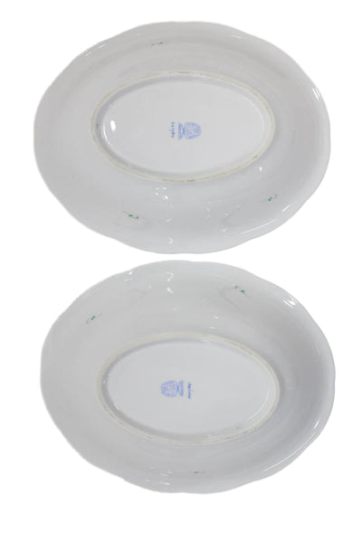 Herend Hungary White/Green Porcelain Chinese Bouquet Vegetable Dish Set of 2