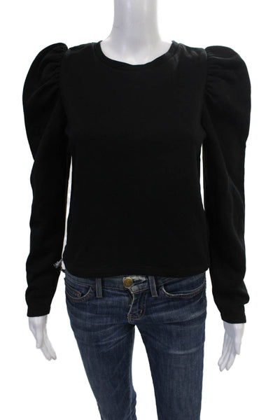 Zara Womens Black Cotton Crew Neck Pullover Long Sleeve Size S