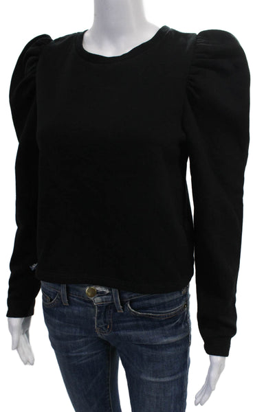 Zara Womens Black Cotton Crew Neck Pullover Long Sleeve Size S