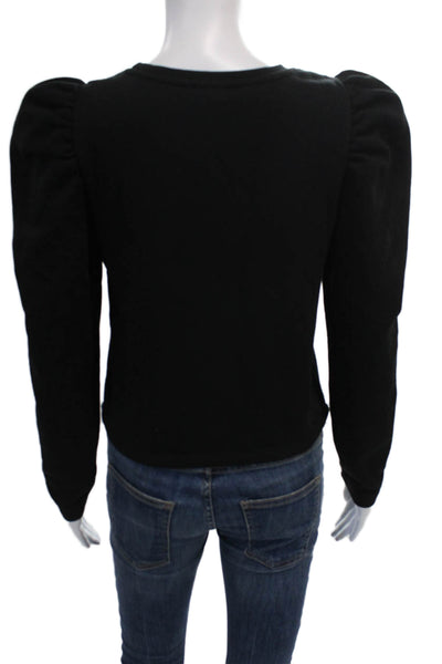 Zara Womens Black Cotton Crew Neck Pullover Long Sleeve Size S