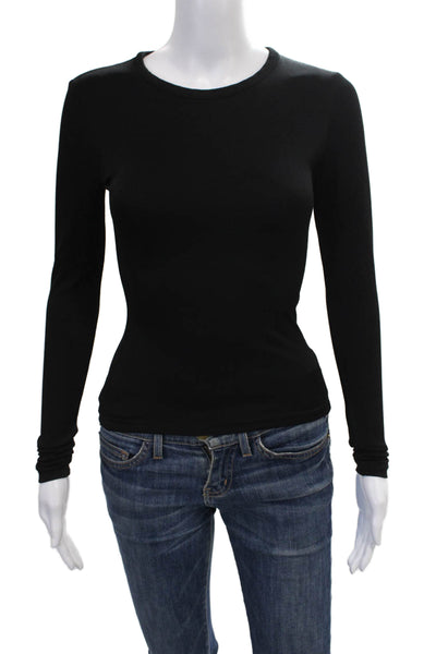 Esse Women Basic Long Sleeve Crew Neck Black T-Shirt Size 6
