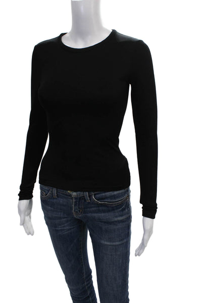 Esse Women Basic Long Sleeve Crew Neck Black T-Shirt Size 6