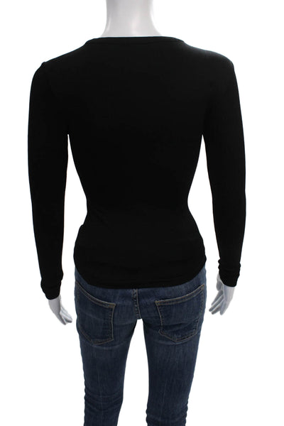 Esse Women Basic Long Sleeve Crew Neck Black T-Shirt Size 6