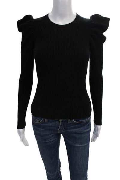 Splendid Women Basic Black Long Sleeve T-Shirt Round Neck Rayon Size XS