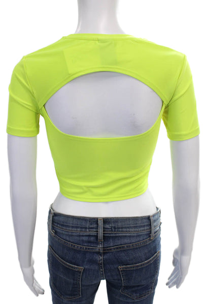 PE Nation Women Cropped Yellow T-Shirt Short Sleeve Crew Neck Size S